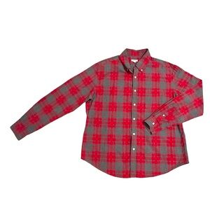Plaid Button Down Long Sleeve Shirt XL Red & Grey
